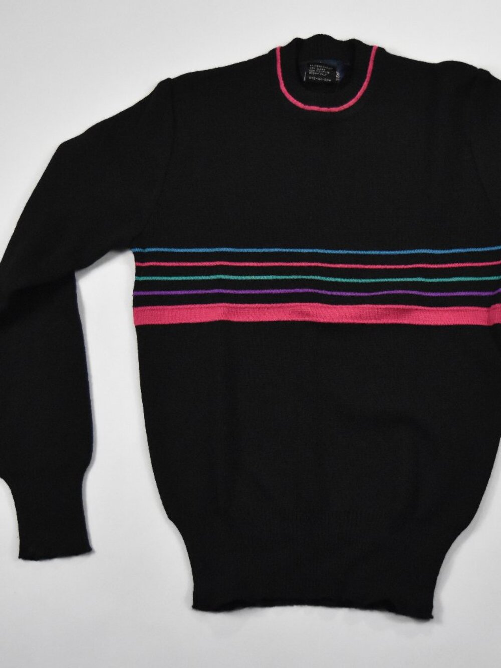 Vintage 90's Hermans Pullover Sweater Black Multi Women's Small 100% Wool